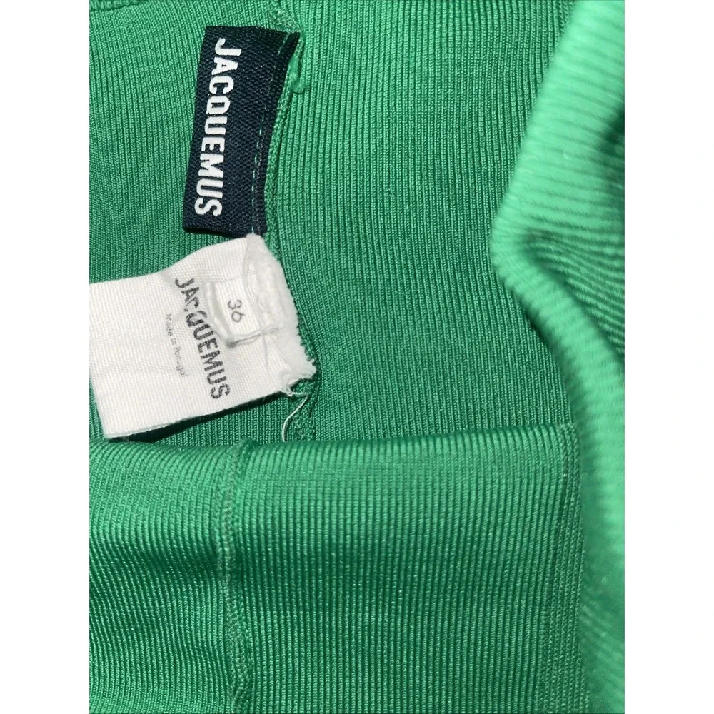 JACQUEMUS LE SHORT BASGIA GREEN RIBBED KNIT BOXER MICRO SHORT (36/US4)